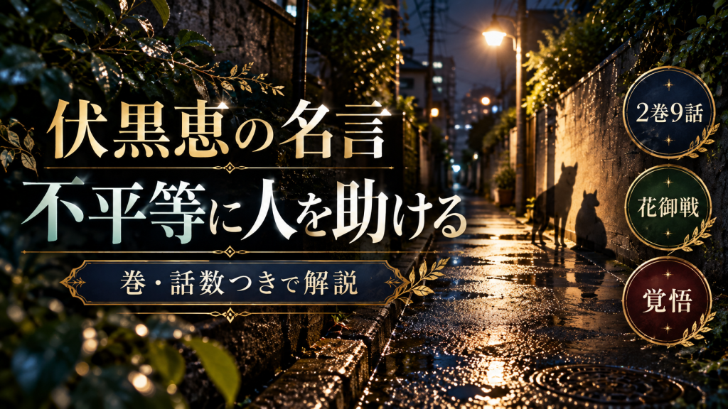 伏黒恵の名言「俺は不平等に人を助ける」は何巻？場面と意味を解説